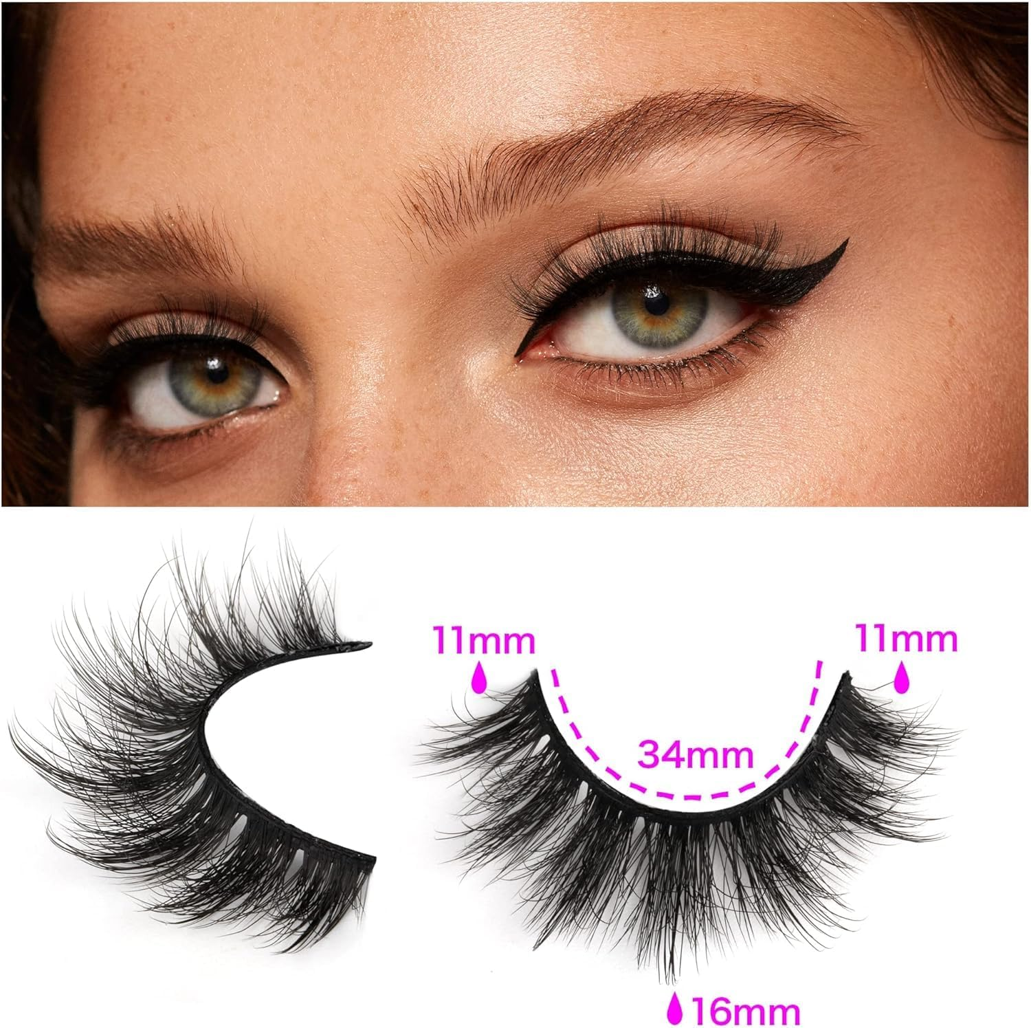 14 Pairs Wispy Mink Lashes Fluffy Eye Lashes, Natural Look 5D Volume 16Mm Fake Eyelashes, Makeup Tools Eye Lashes image number 1