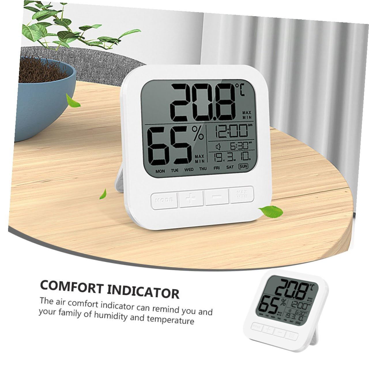 Veemoon High Accuracy Digital Hygrometer with Temperature Humidity Monitor Indoor Electronic Thermometer for Home Office Folding Stand and Wall Mount Options Celsius Fahrenheit Display image number 5