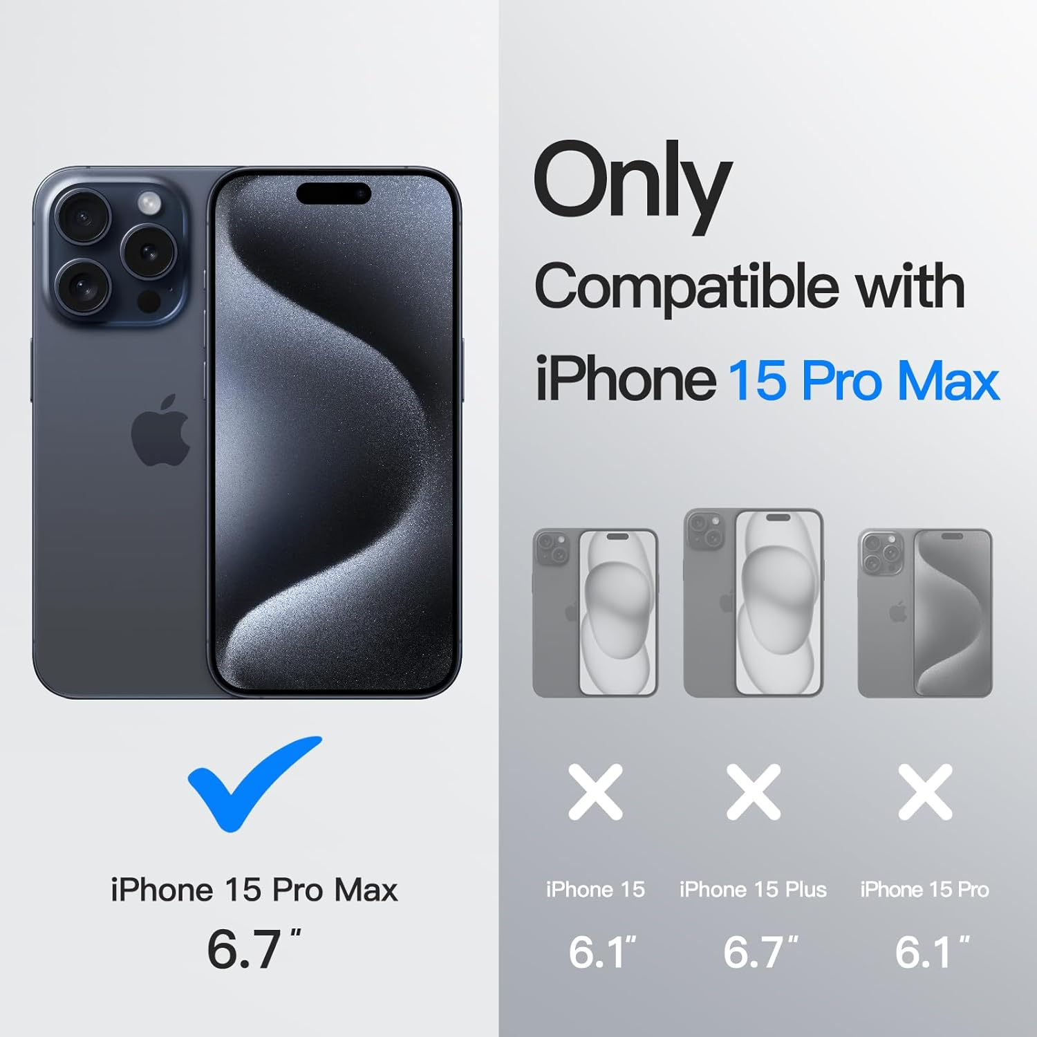 Jetech 360 Degree Rotatable Ring Case for Iphone 15 Pro Max 6.7-Inch Compatible with Magsafe, Slim Shockproof Phone Cover with Stand & Ring Holder (Blue Titanium) - Blue Titanium image number 2