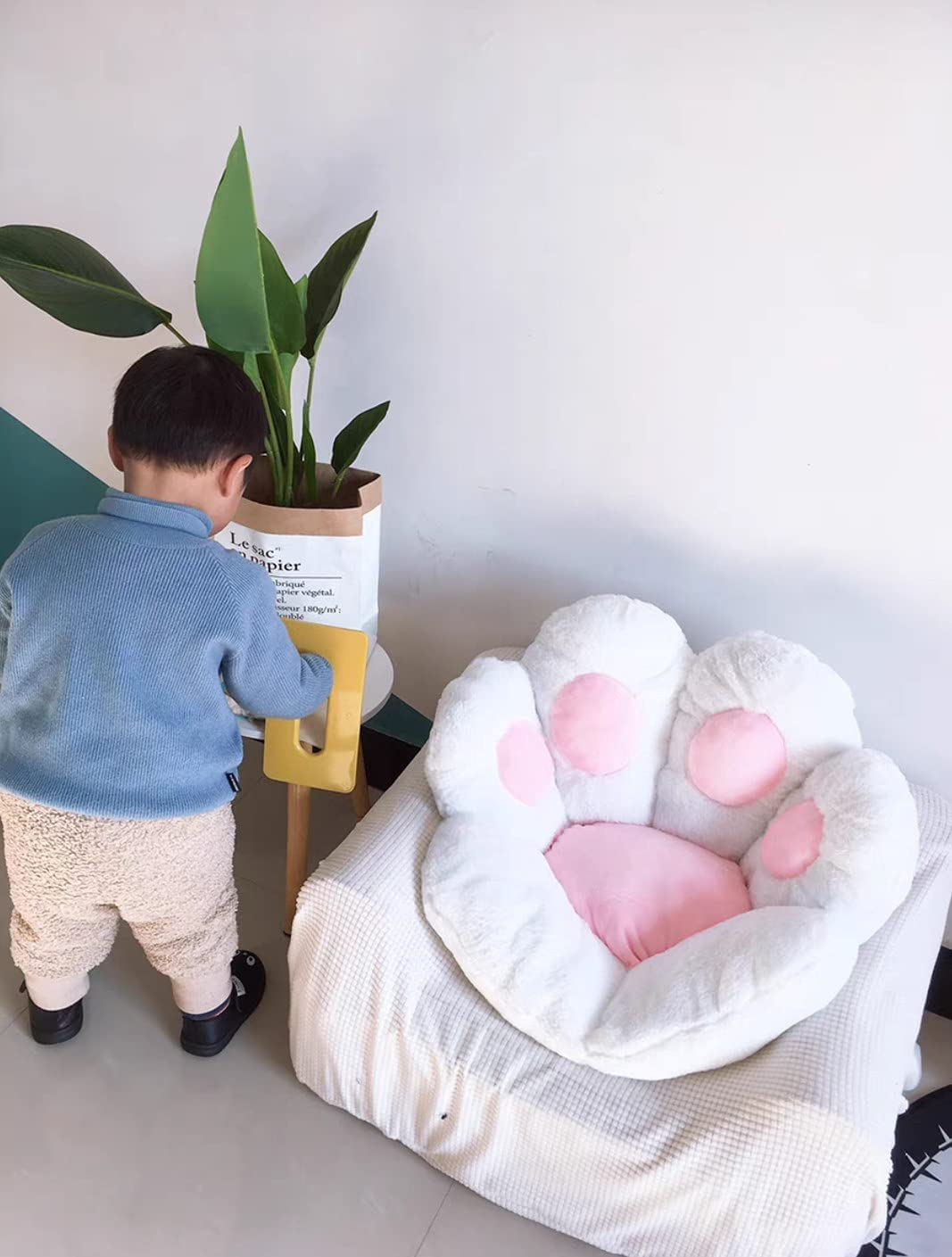 Cat Paw Cushion Cute Seat Cushion,Cat Paw Shape Lazy Sofa Bear Paw Chair Cushion Warm Floor Cushion for Dining Room Office Chair,Funny Gifts (White) image number 2