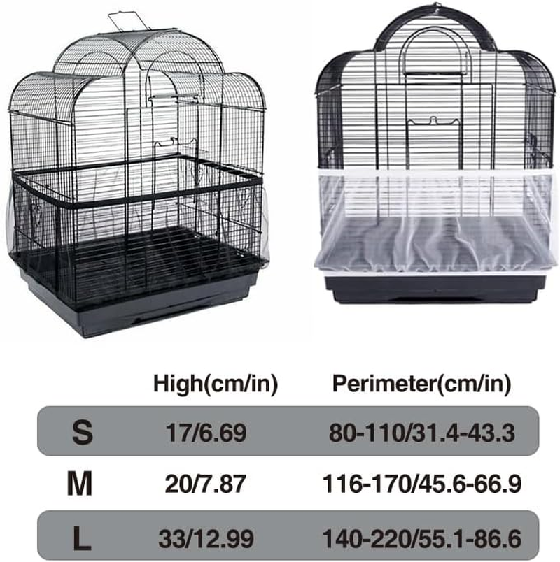 AIMALL Shell Skirt Mesh Cover Pet Bird Cage Guard Nylon Net Seed Catcher S/M/L Black, Stretchable for Various Cage Circumferences image number 7