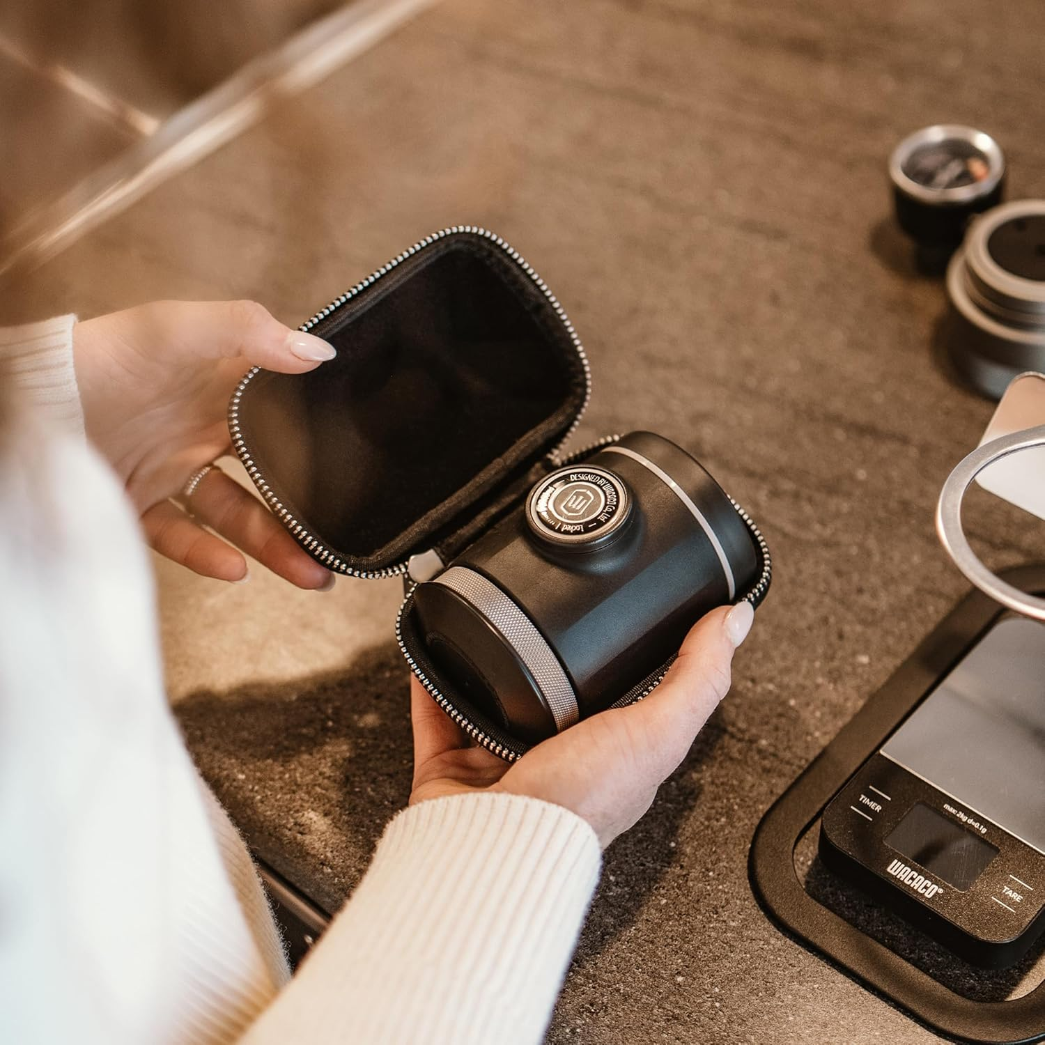 WACACO Picopresso Portable Espresso Maker Bundled with Protective Case, Pro-Level Specialty Coffee Machine, Compatible Ultra-Fine Grind, Manually Operated Travel Coffee Maker