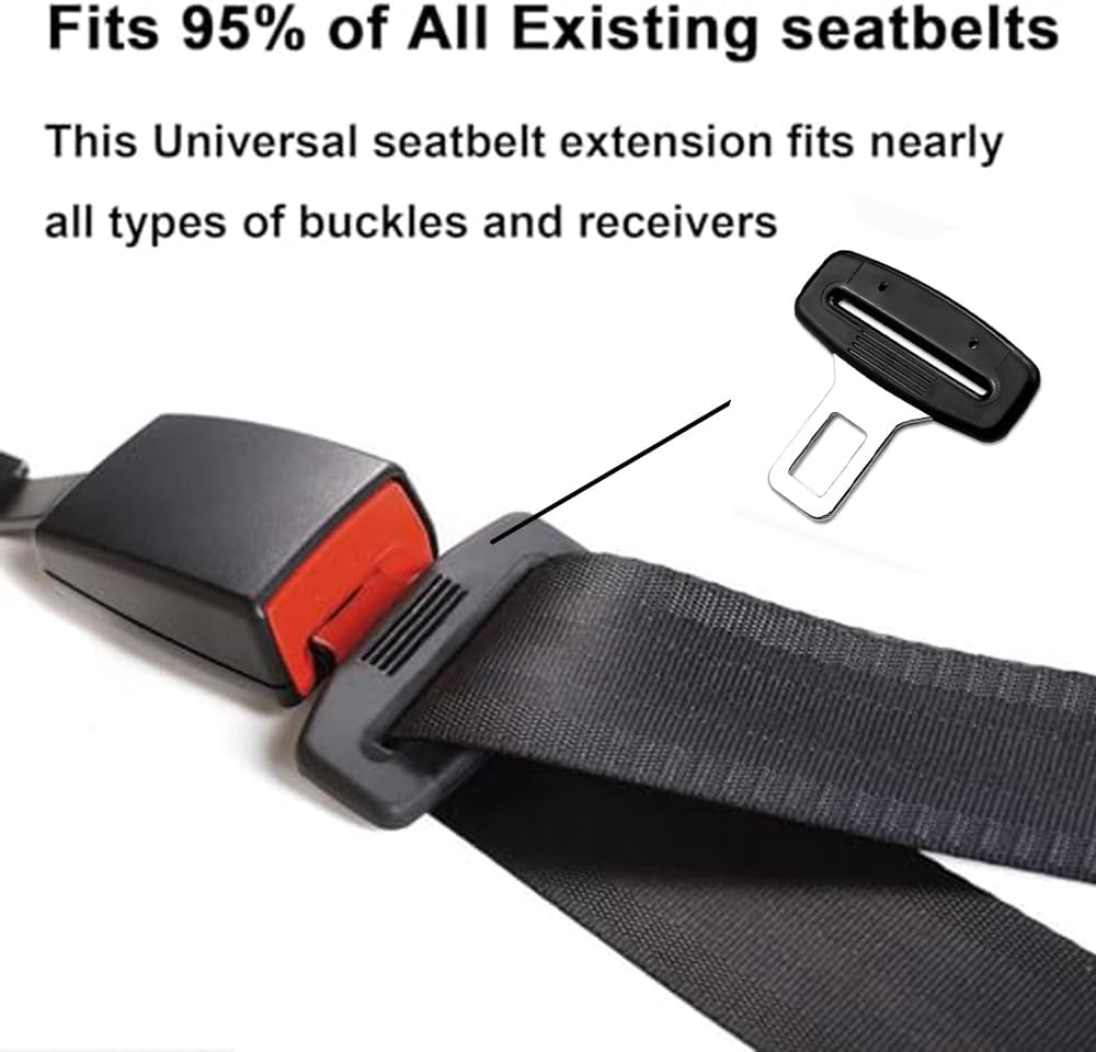 Bluejunior 2Pcs Durable Metal Seat Belt Restraints Connector for Car - Premium Pet Dog & Cat Seatbelt Harness Buckle, Auto Attachment Lock for Most Vehicles, Strong Safety Belt Clip