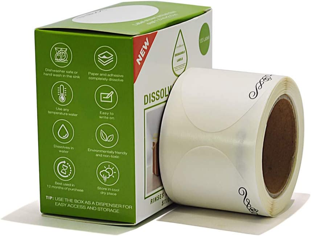 L LIKED 120 Pcs Dissolvable Food Label, 1 1/2" X 2 1/2" Canning Labels for Mason Jars,Canning Label Easy to Writing- Jar Labels Homemade Jam, Jelly, and More-1 Roll image number 1