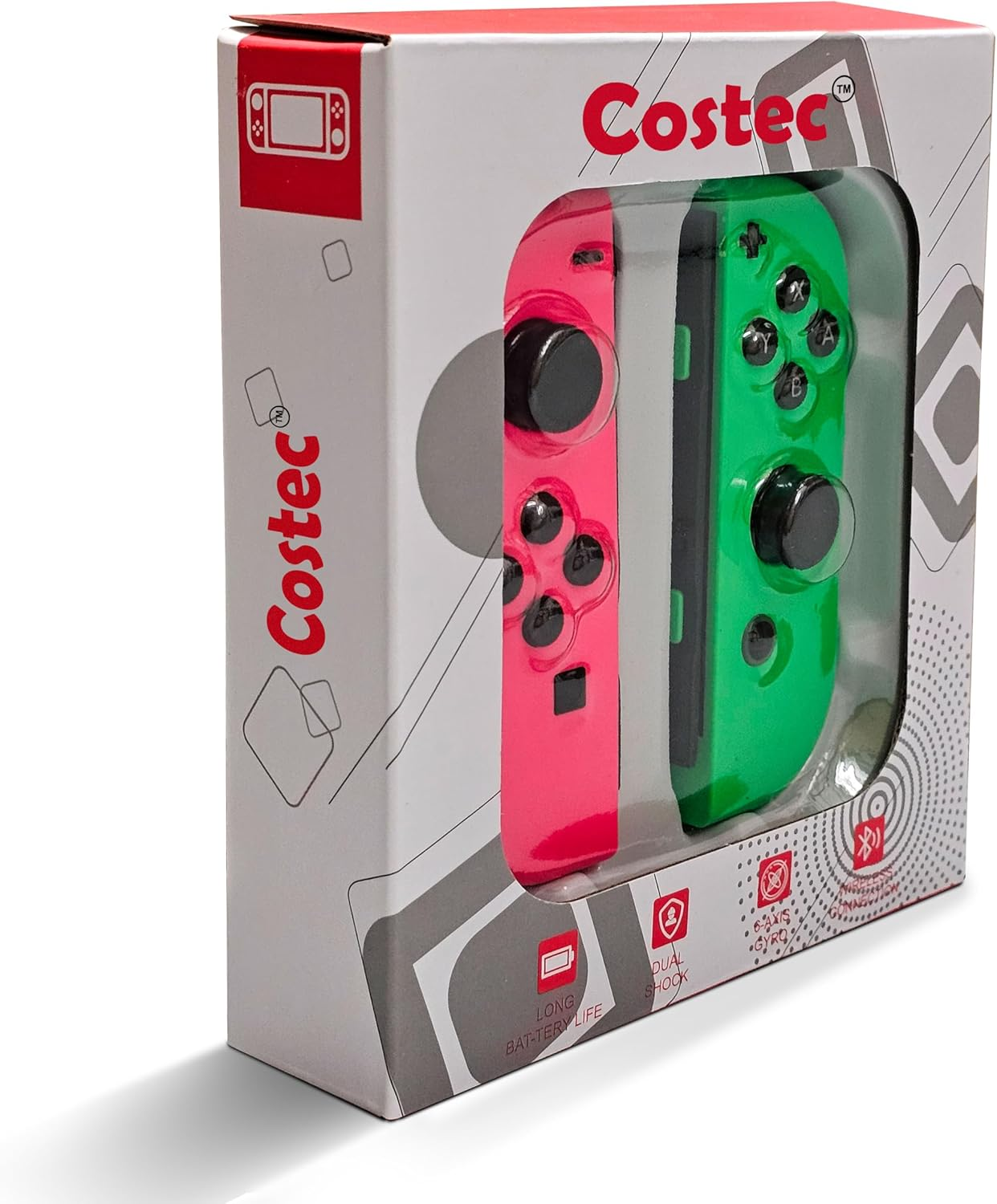 Costec Joy Con Controller for Nintendo Switch Replacement for Nintendo Switch Compatible with Switch, Wireless Left and Right Joy Con for Switch Nintendo Support Dual Vibration/Wake-Up/Screenshot, Joy Con Controller for Switch OLED Lite [Neon Pink/Neon Green] image number 5