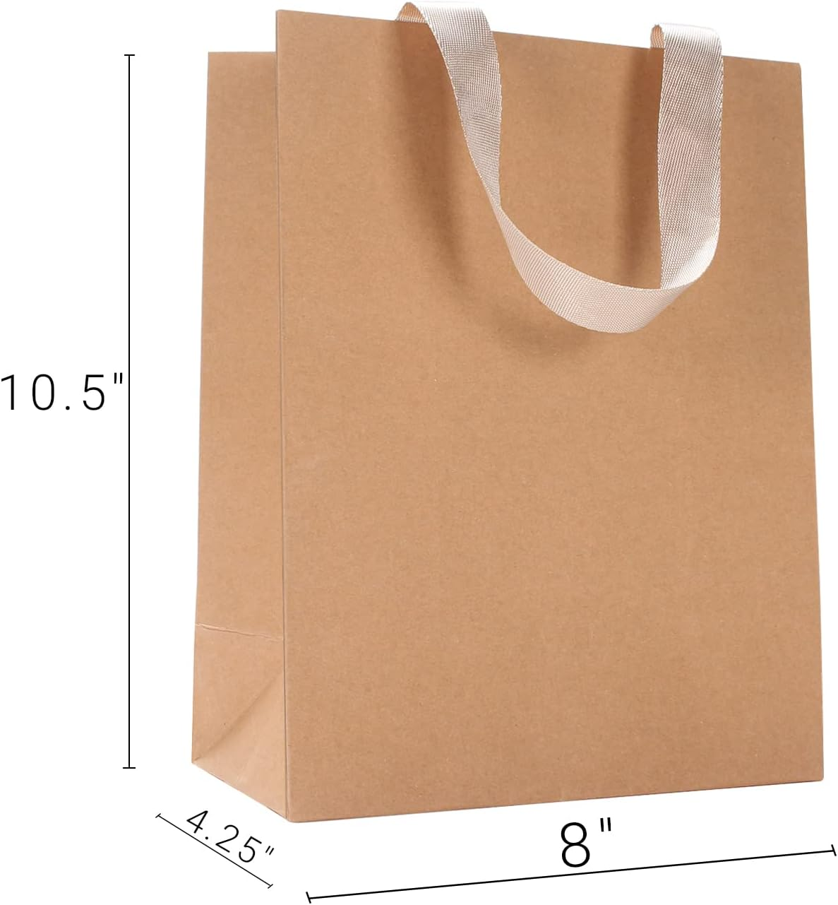 YACEYACE Brown Gift Bags, 10Pcs 20.5 X 11 X 26.5Cm Medium Kraft Paper Bags with Ribbon Handles, Brown Kraft Bags for Office, Shopping,Boutique,Retail image number 5