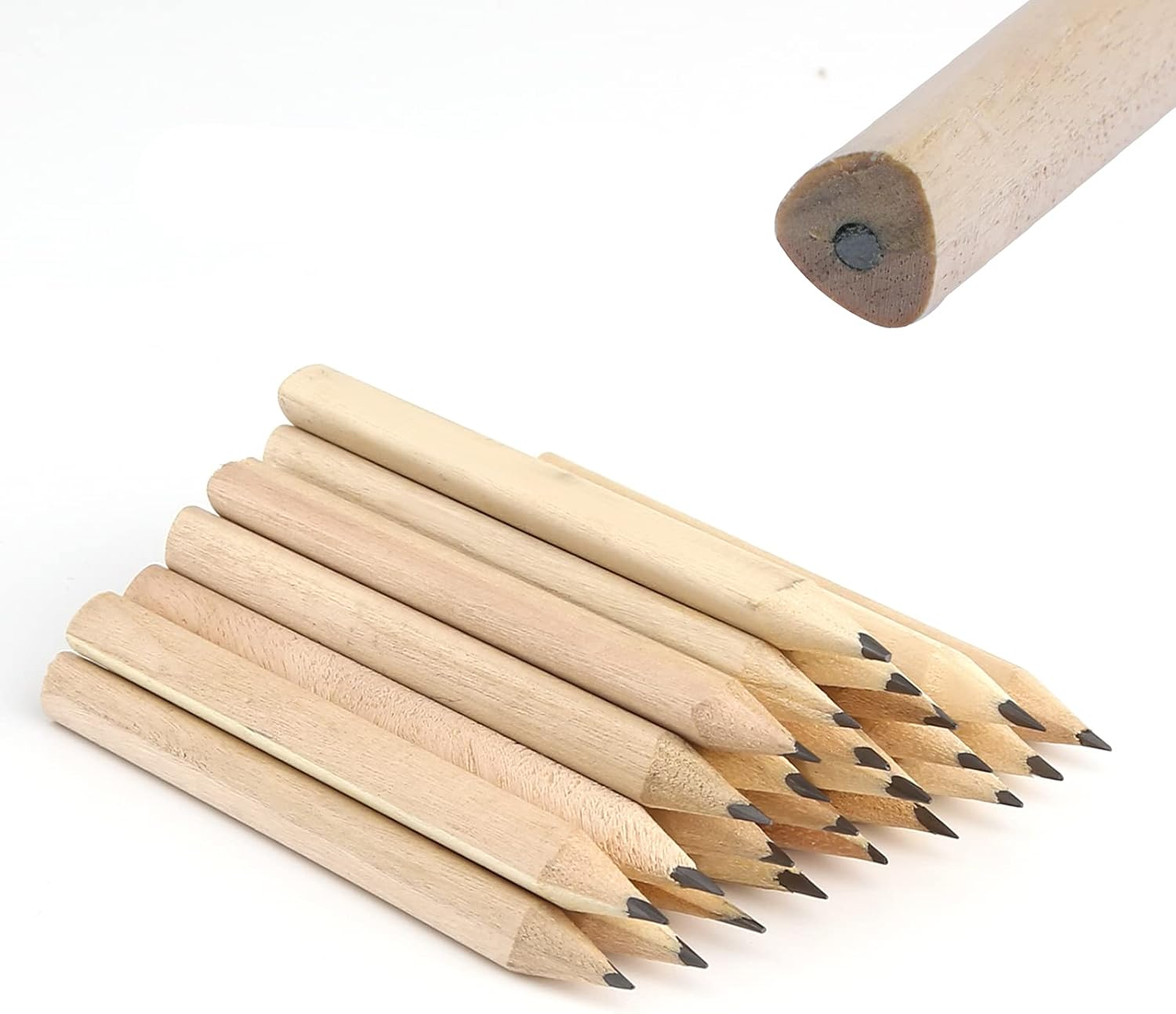 LUTER 24Pcs Short Hexagon Wood Pencils, HB, 2Mm and Above, Right Handed, Unisex, Ivory, Gray Lead, Lightweight, Hexagonal Grip, Writing, Drawing, Colouring, Kindergarten, School, Home, Office