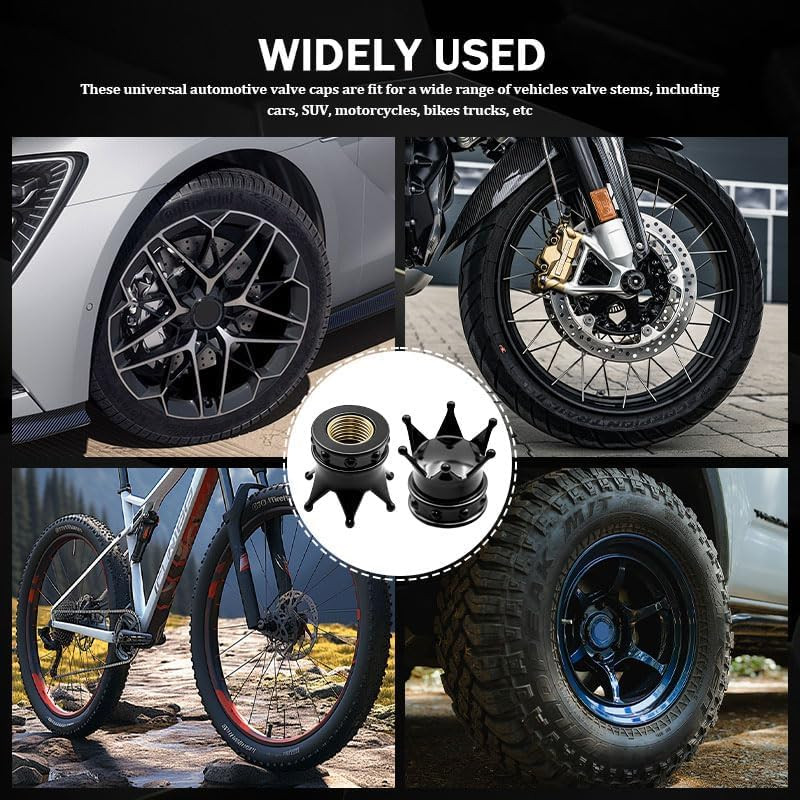 4 Pack Universal Tire Valve Stem Caps, 17Mm Crown Design Dust Covers with O-Ring Seal for Car, SUV, Motorcycle, Bike and Truck,Grey - Grey image number 3