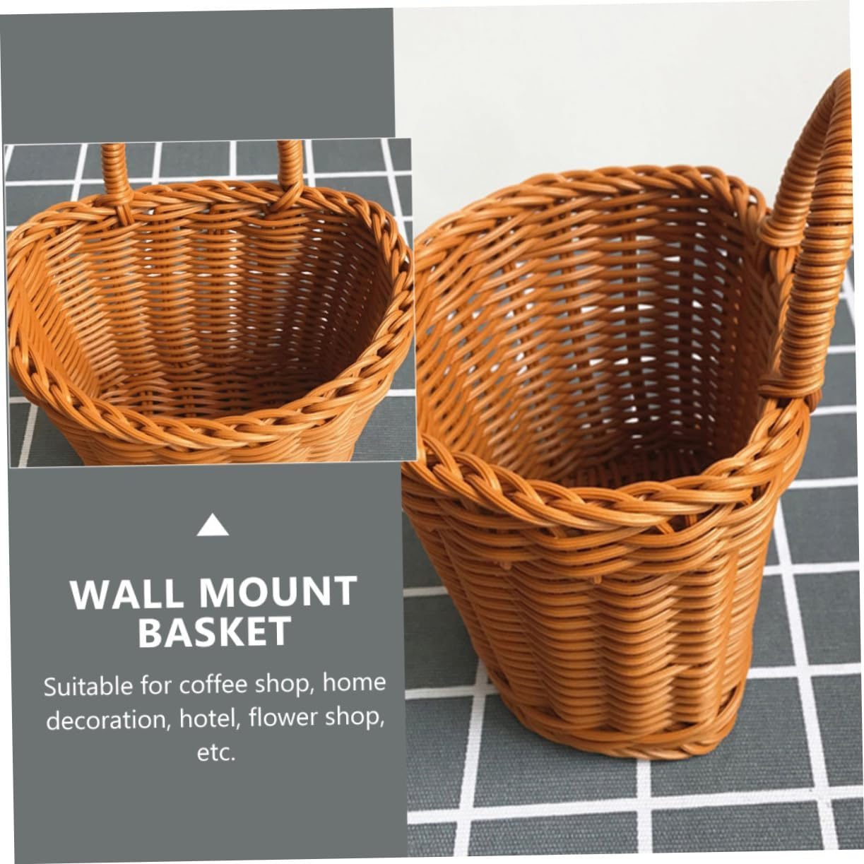 Alipis Wall Hanging Storage Basket Woven Kitchen Decor Organizer Home Ornament for Wall Mount Use for Dirty Clothes Food Storage image number 5