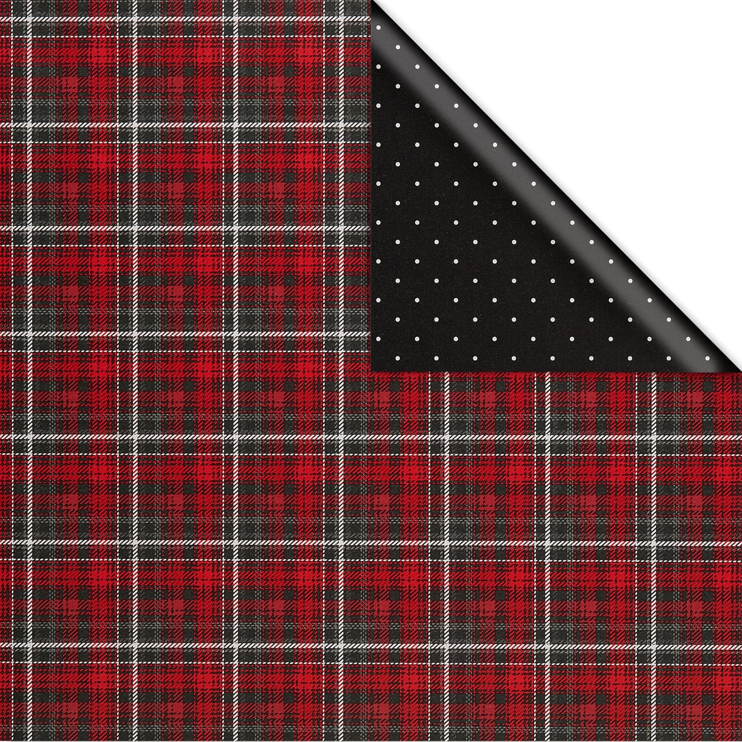 American Greetings 175 Sq. Ft. Reversible Wrapping Paper for Christmas and All Holidays, Red and Black Plaid (1 Jumbo Roll 30 In. X 70 Ft.) - Snowmen And Plaid image number 7