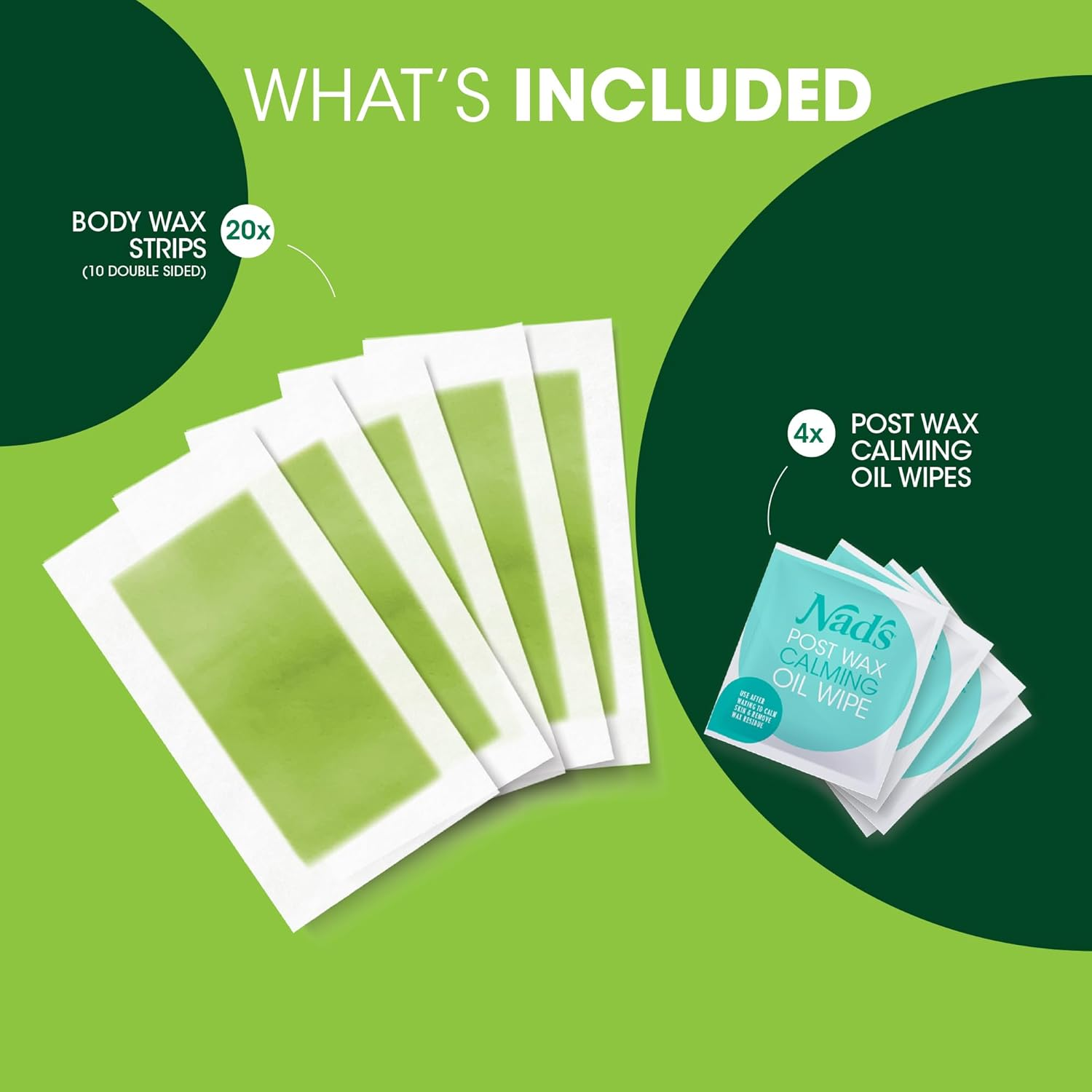 Nad'S Hair Removal Body Wax Strips for Normal Skin, Body Hair Removal, Pack of 20 image number 4