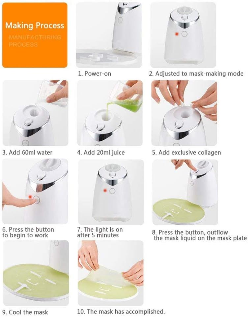 Face Mask Machine, Intelligent DIY Mask Maker for Collagen Fruit Vegetable Automatic Face Cream Making for SPA Face Mask Skin Care (Color : #01-White) - White image number 5