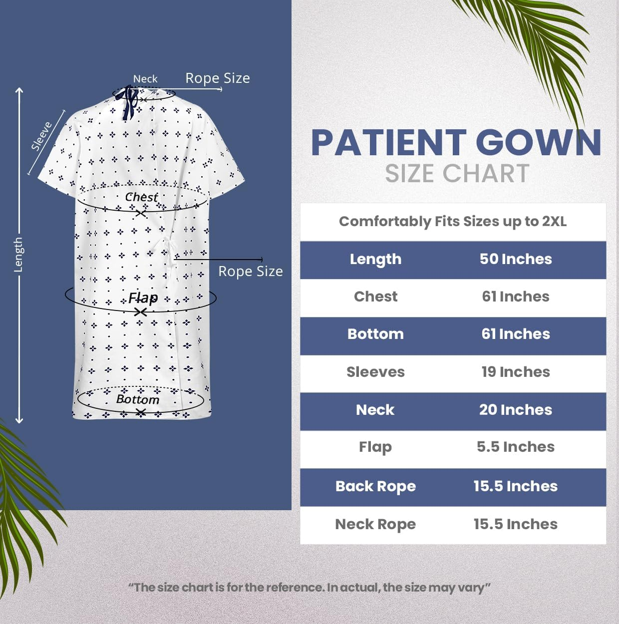 Utopia Care Cotton Blend Hospital Gown, Back Tie, Fits Sizes up to 2XL (6-Pack) image number 2