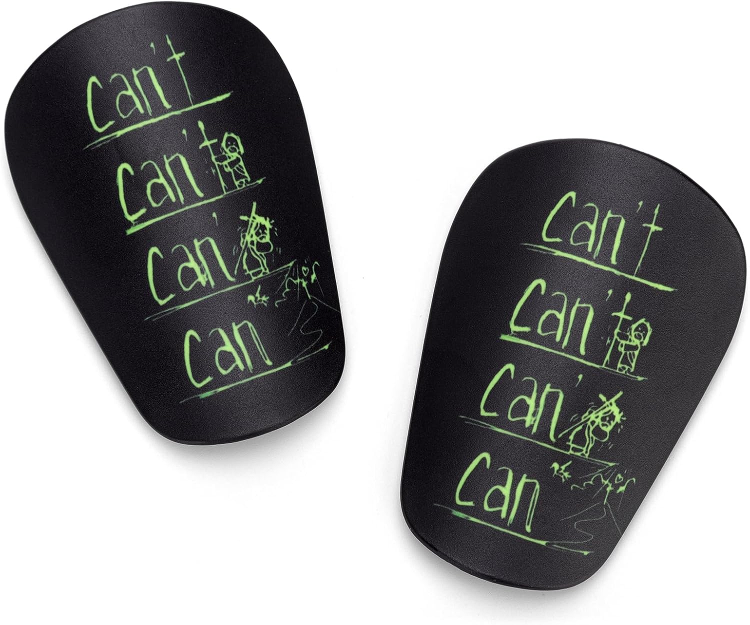 2Pcs Mini Shin Guard, 3.15X1.97 Inch Miniature Soccer Shin Pads Small Shin Protective Tiny Football Shin Supplies Cushion Protection for Kids Youth Adults (Green Text on Black Background)