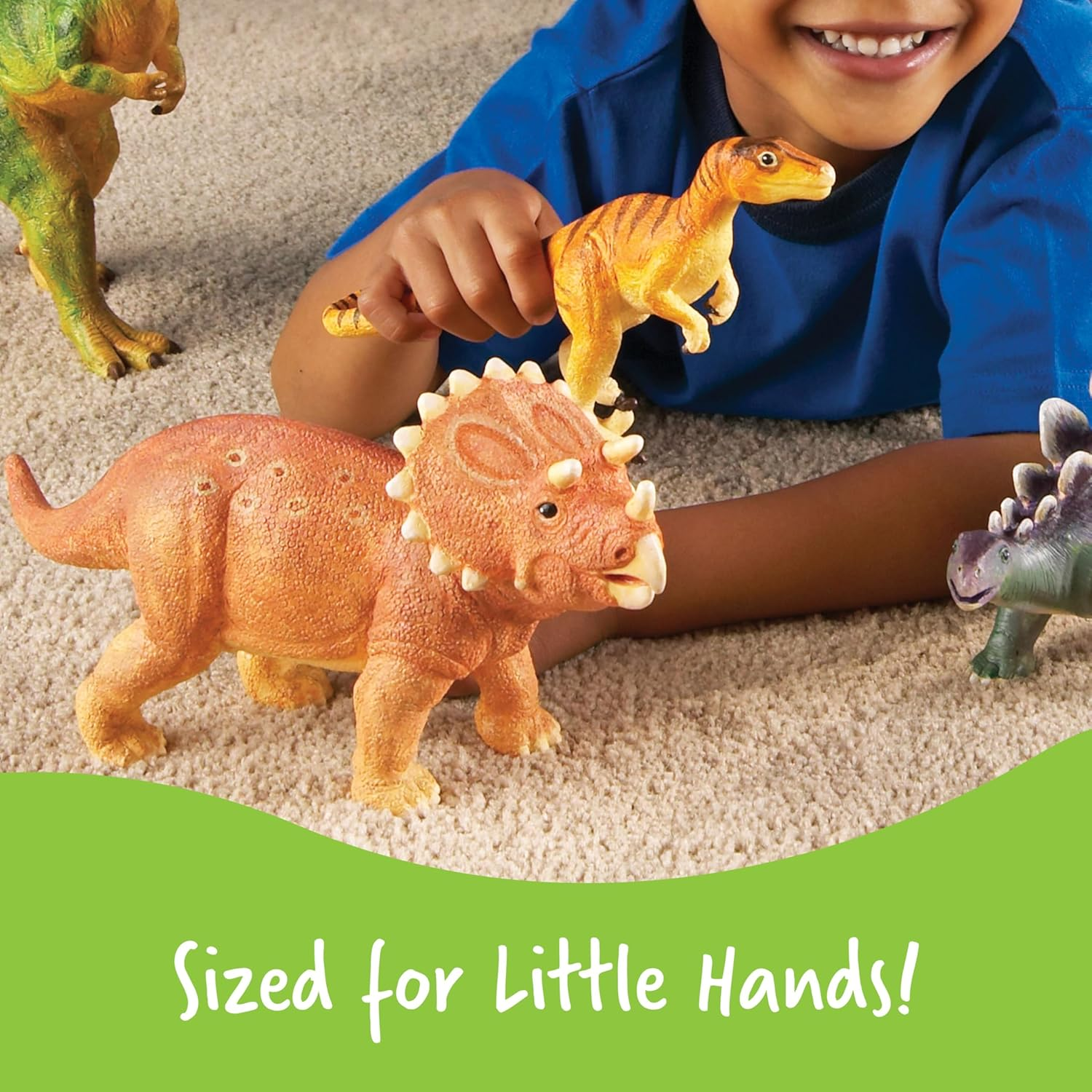 Learning Resources Jumbo Dinosaurs I T-Rex, Brachiosaurus, Stegosaurus, Triceratops, and Raptor, Dinosaur Toys, I 5 Pieces, Ages 3+ image number 5