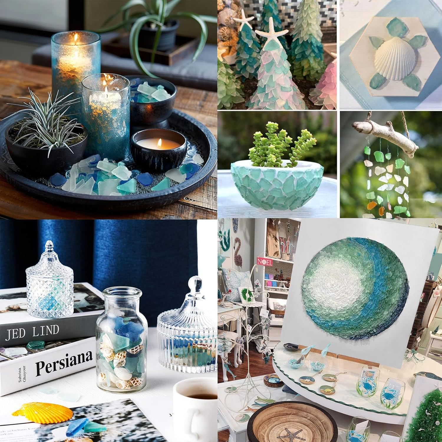 Sea Glass for Crafts,12 Oz Flat Frosted Seaglass Pieces Decor,Diy Art Supplies,Vase Filler and Aquarium Ornament Crushed, for Beach Wedding Party and Home Decor image number 1