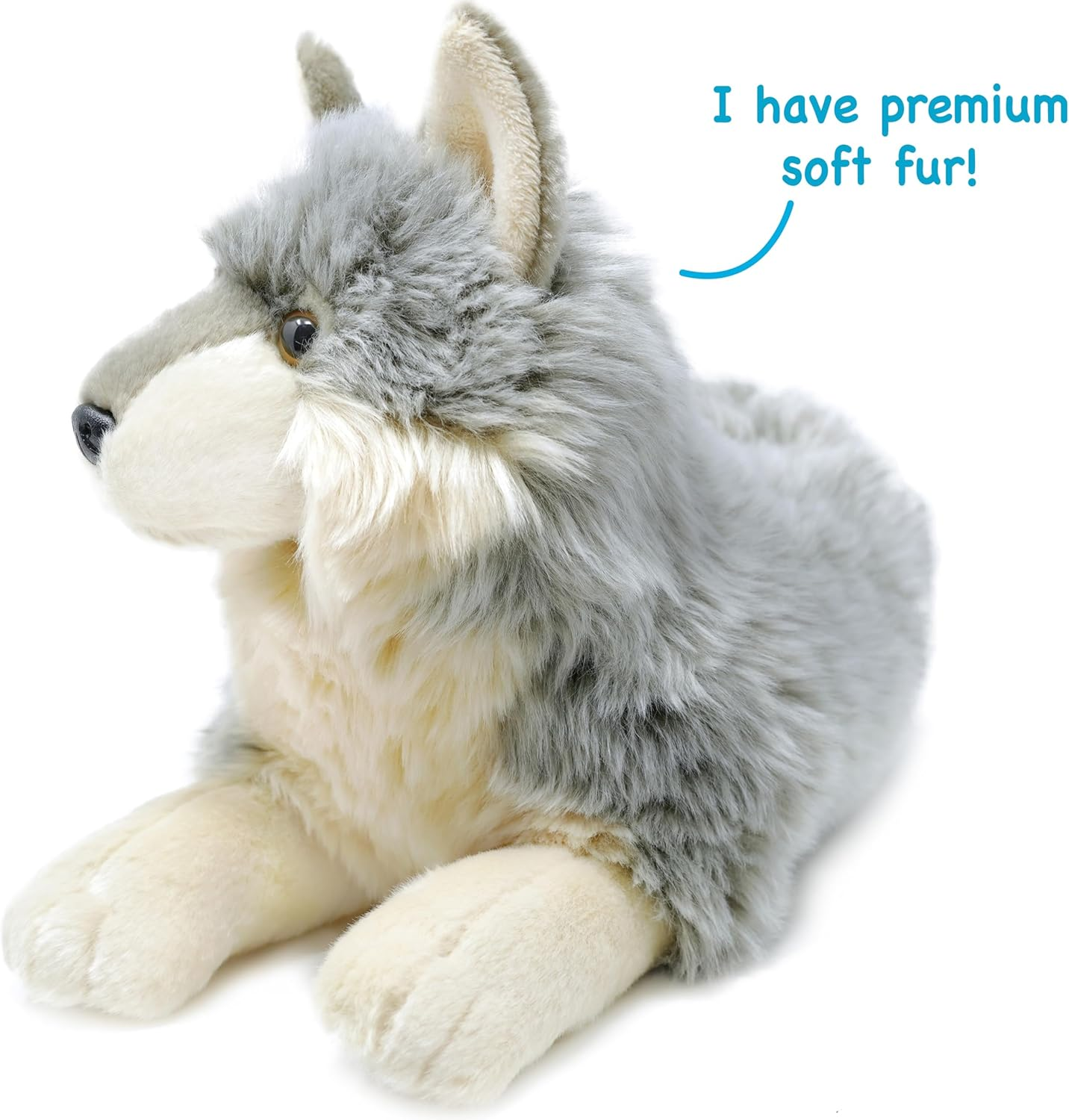Whitaker the Wolf - 14 Inch Stuffed Animal Plush Dog image number 5