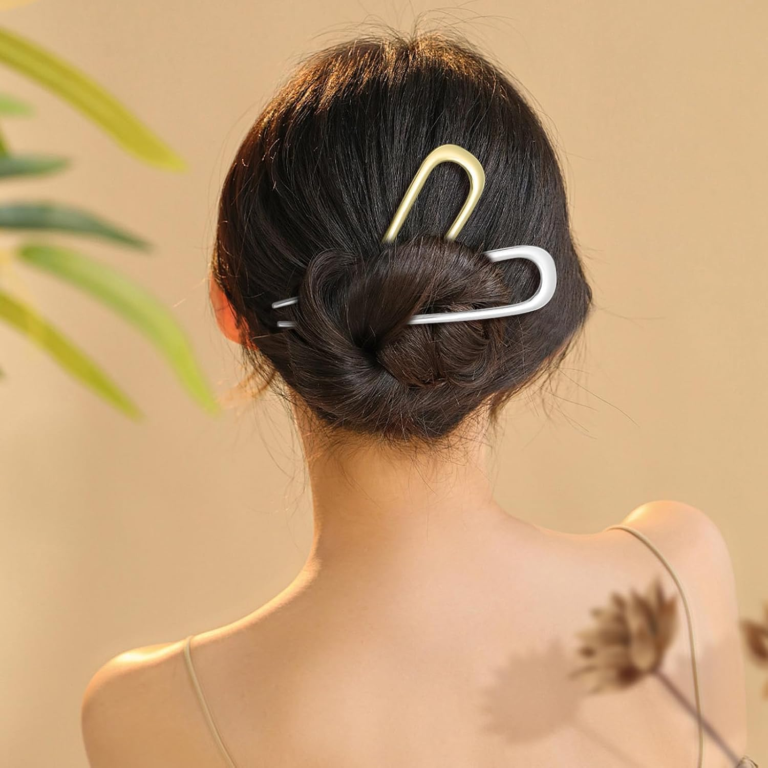 Heanvmyss French Hair Pin, Pack of 3 14 Cm U-Shaped French Twist Hair Pins, Metal Hair Pins, Large, Stylish Vintage Hair Fork, Hair Clips for Women, Girls (Gold + Silver + Black)