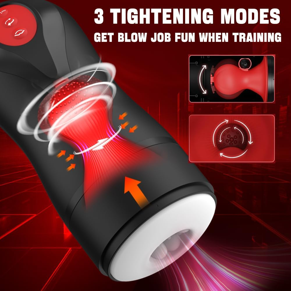 Hephix Sucking Masturbator Cock Delay Trainer for Men &ndash; New Automatic Masturbators Cup with 10 Vibration Modes & 5 Twisting Sucking & 3 Rotating Sucking, Penis Pump Stroker Cock Trainer for Men 1 More Lubricating Oil image number 4