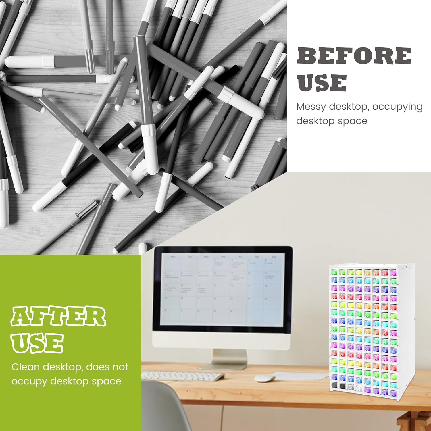 DJAPWPX Art Marker Storage Rack, 120 Slots Marker Organizer Rack, Minimalist Marker Holder Organizer, Dustproof Marker Organizer, Art Marker Holder for Markers Pens Makeup Brushes image number 1