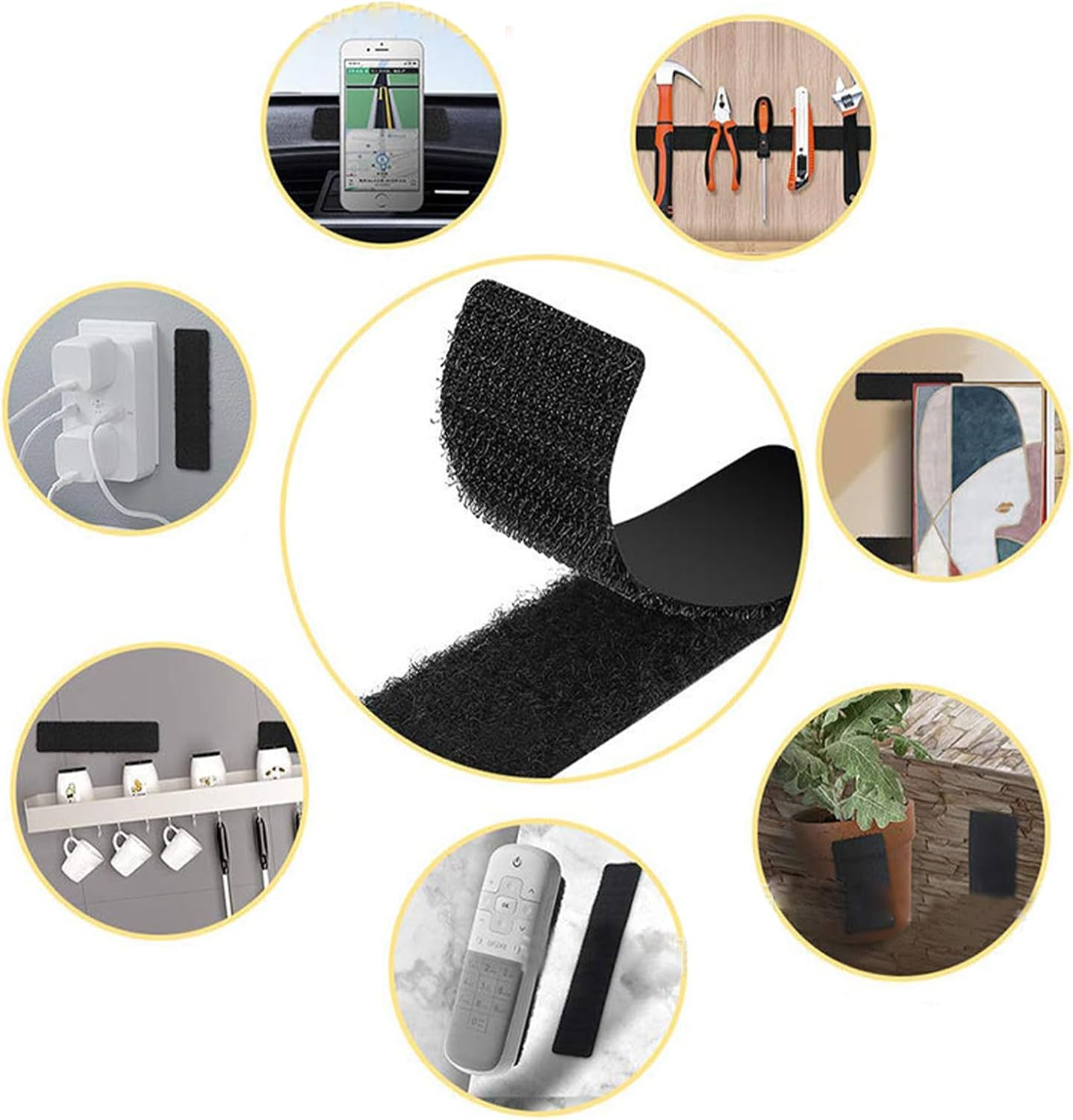 16 Pack Strong Velcro Tape，Velcro Strips，Multi-Purpose Hook Loop Fasteners for Home,Office & DIY Projects， Reusable & Durable Black（70Mm&times;16Mm） image number 5