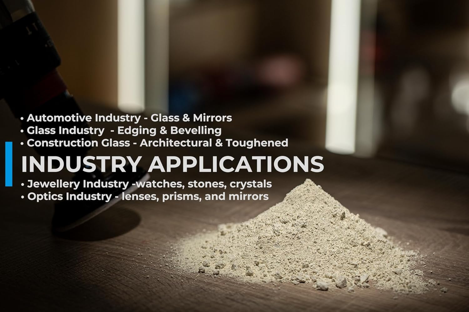 Glass Polish PRO (1Kg) Cerium Oxide, Fine-Grade Glass Polishing Powder, Refined Formula, TREO 95%, 2.5 Microns, White &ndash; GP90005