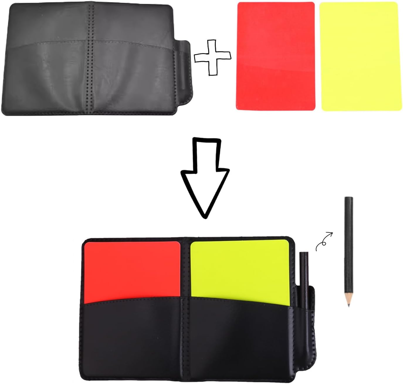 Football Referee Card Set, Soccer Match Football Match Referee Essentials, 4 Piece Soccer Red and Yellow Card Coach Whistle with Wallet Scoreboard Pencil, Soccer Match Referee Penalty Cards image number 6