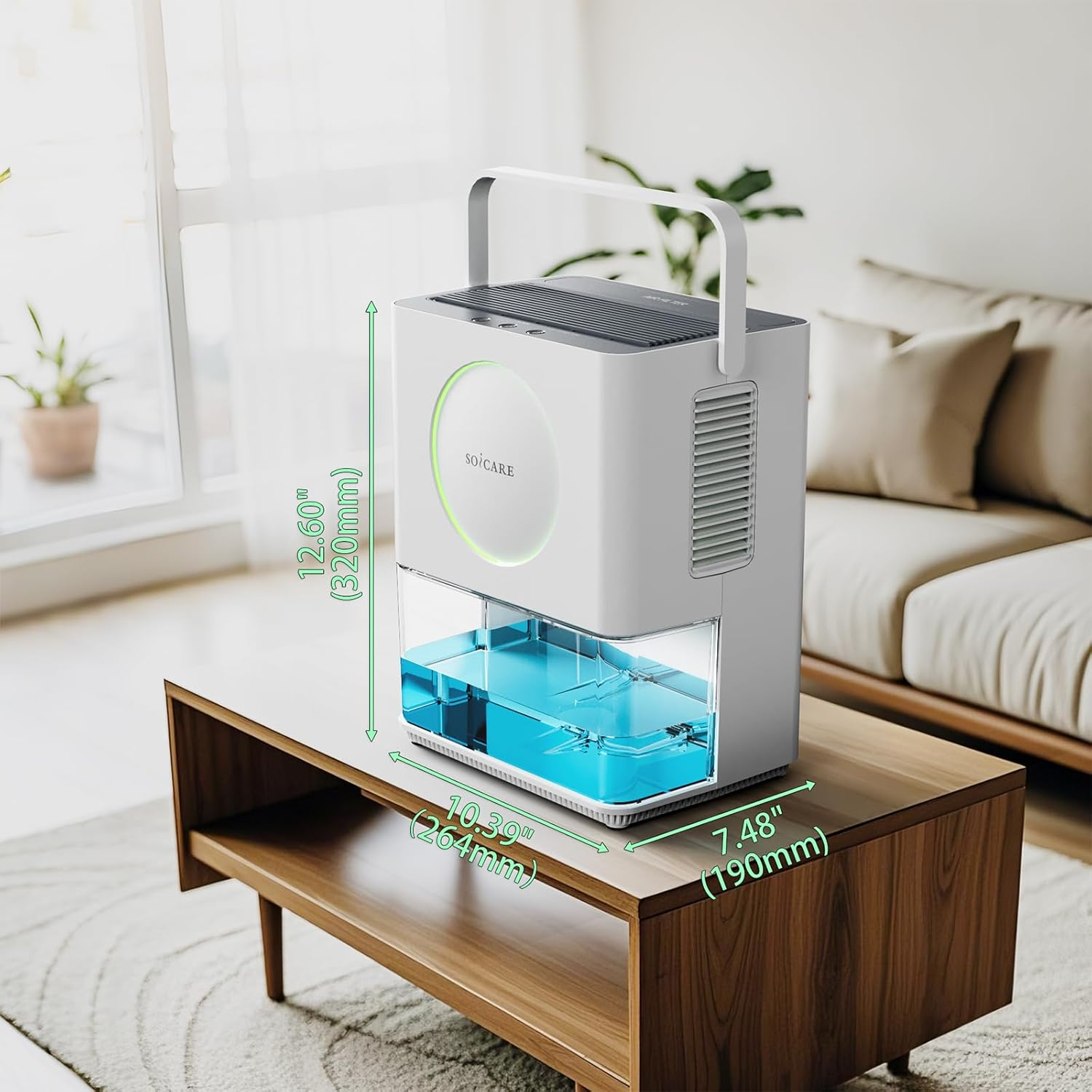 SOICARE 108 OZ (3.2L) Home Dehumidifier, Small Portable Room Dehumidifier for Bedroom Bathroom Basement RV Closet with HEPA Filter/Ambient Lights/Timer/Auto Off/Defrosting Function, White image number 5