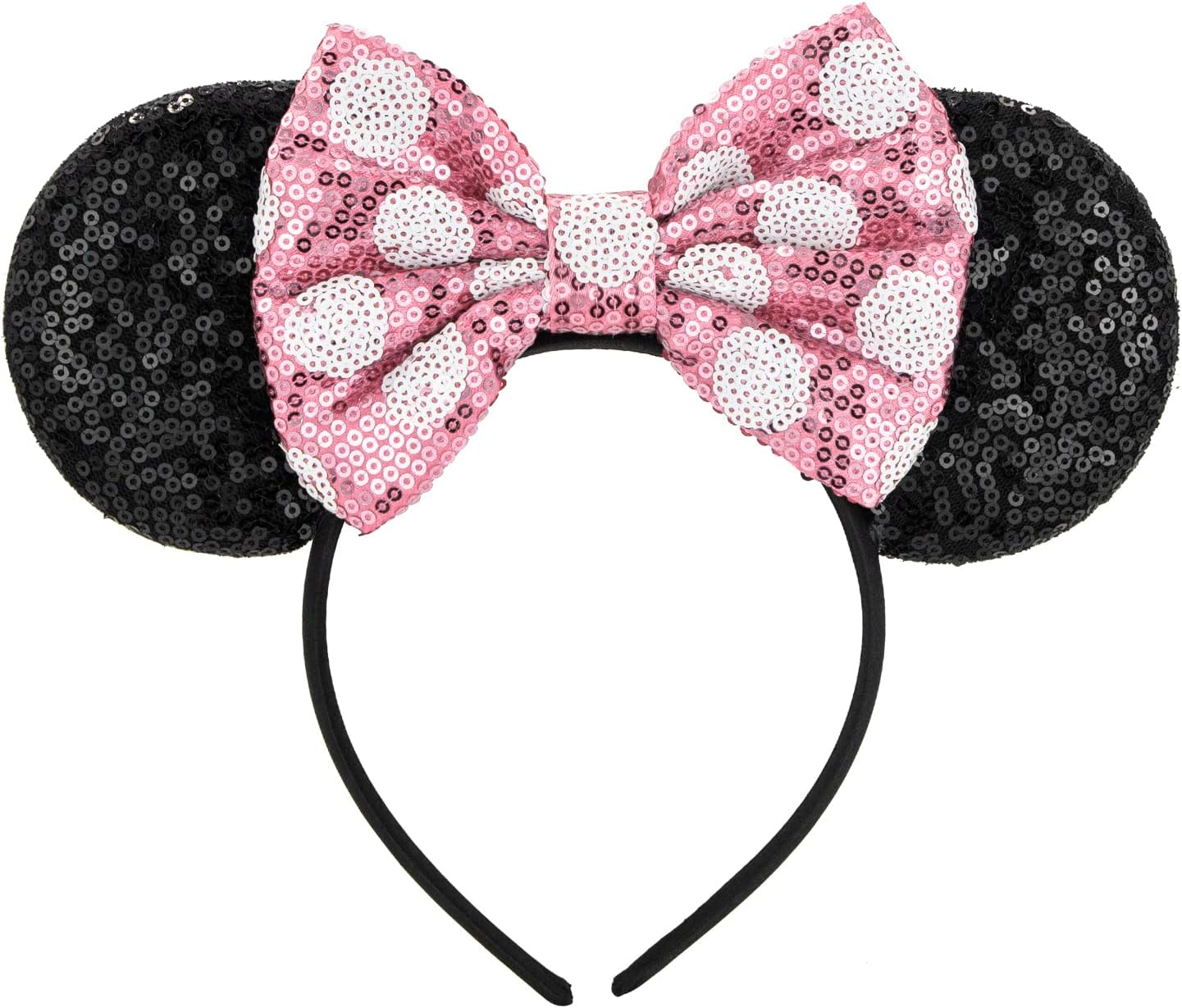 Mouse Ears Headband, Shiny Sequin Bow Headband Stitch Ears Glitter Headband Sparkly Cosplay Party Headband for Kids Girls Women Birthday Halloween Party Decoration Gifts Accessories Y4LPLSFG (Blue)