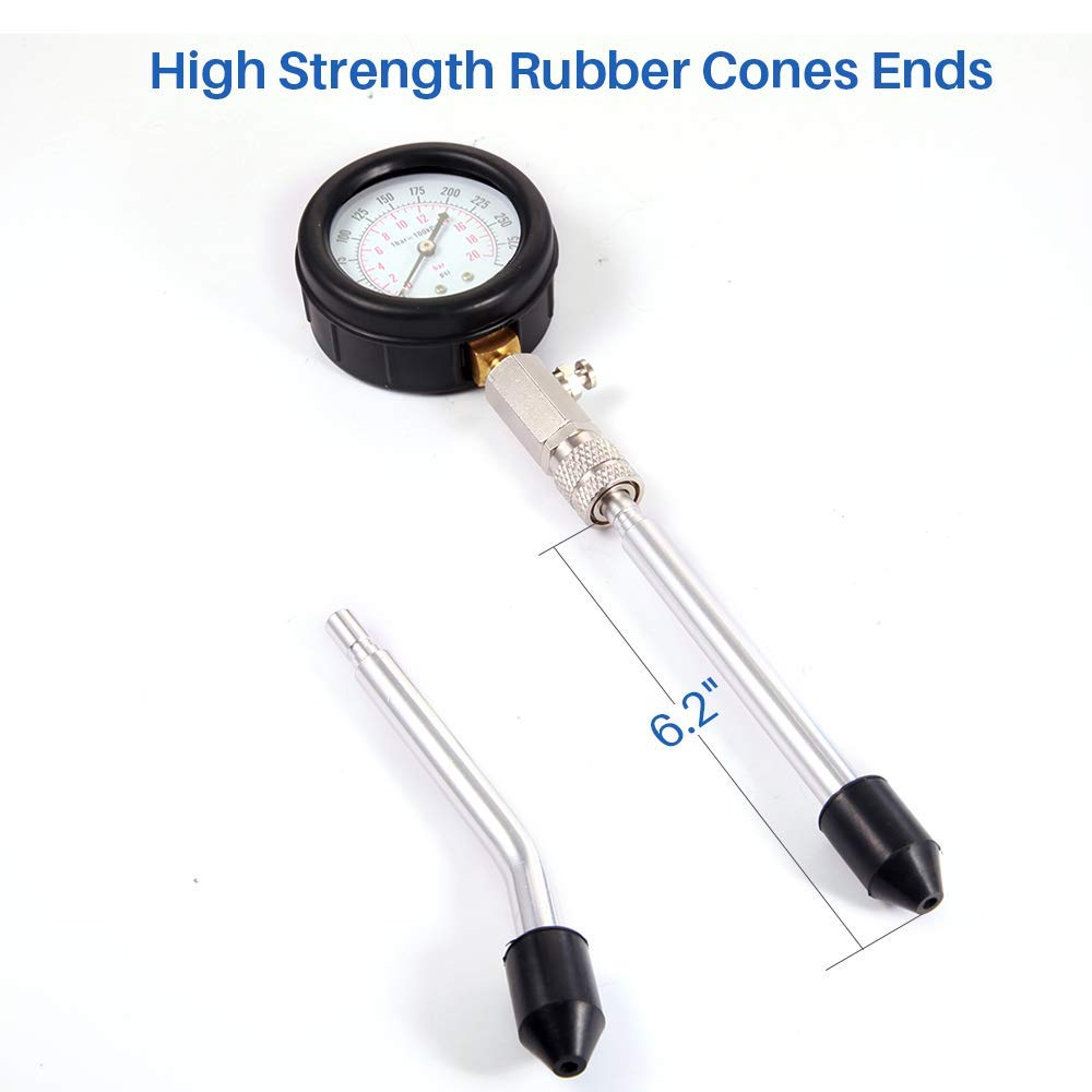 Engine Compression Tester Kit, Petrol Engine Cylinder Compression Tester Kit Automotive Tool Gauge, Fuel Pressure Gauge Set with Conversion Connector, Automotive Fuel Pressure Test Kit 8Pcs image number 6