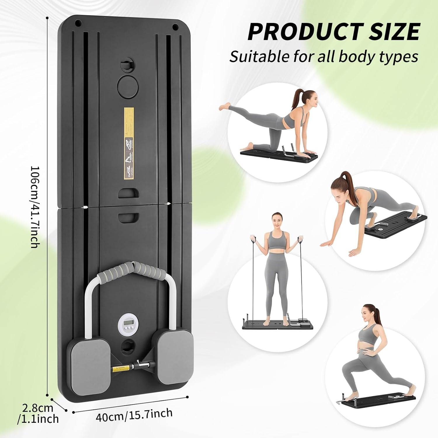 Cabalwrpi Pilates Board for Home, 2025 Reformer Pilates Machine, Multifunctional Foldable Workout Equipment for Indoor and Outdoor Full Body Train, Black image number 2