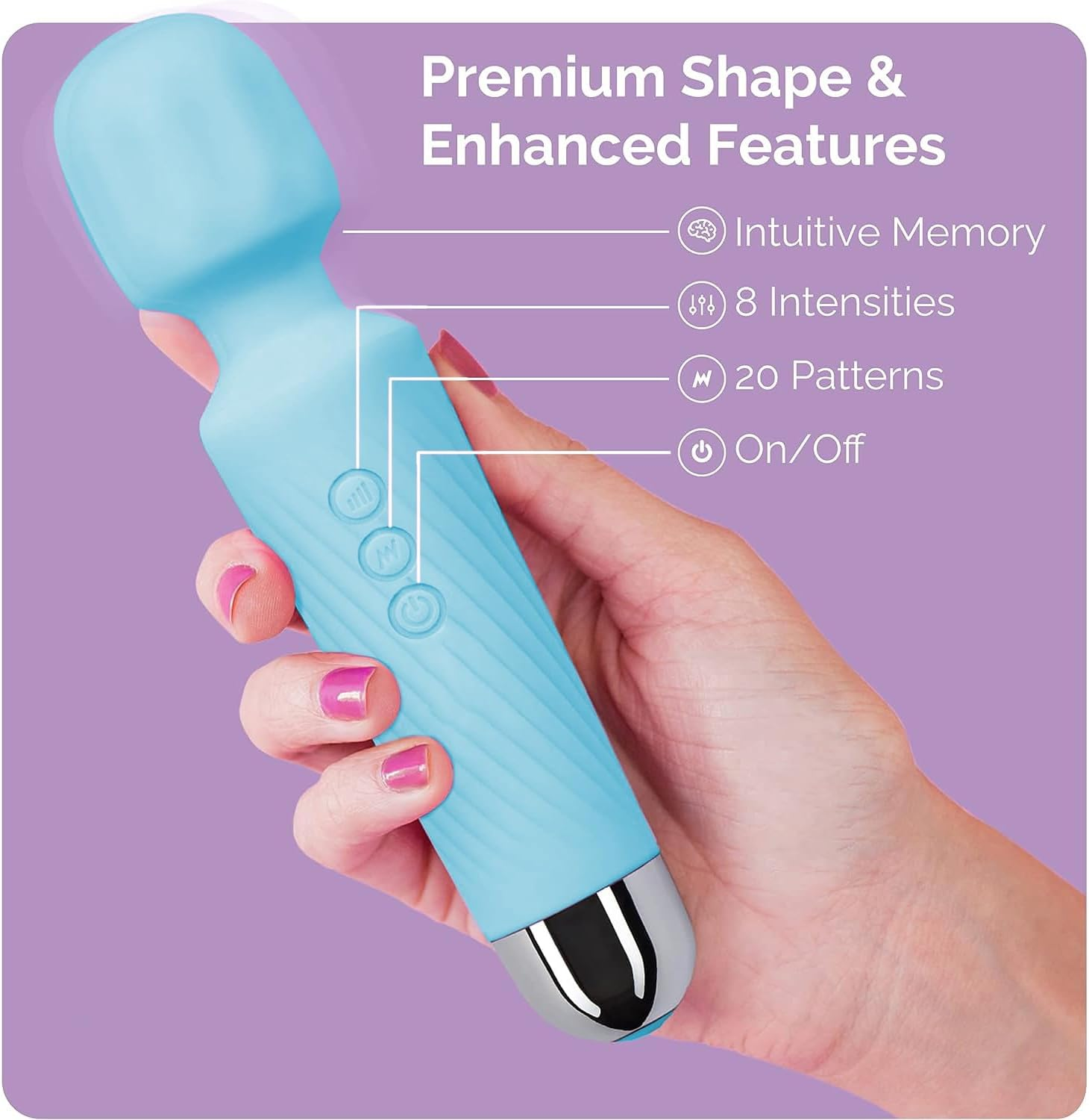 Women Vibrator,Adult Sex Toy Wand, G Spot Dildo, Clit Vibrator, Sex Vibrators,Clitoris Stimulation,With 8 Speeds & 20 Patterns, Quiet,Fully Waterproof,Vibrating Wand for Her Pleasure (Blue)