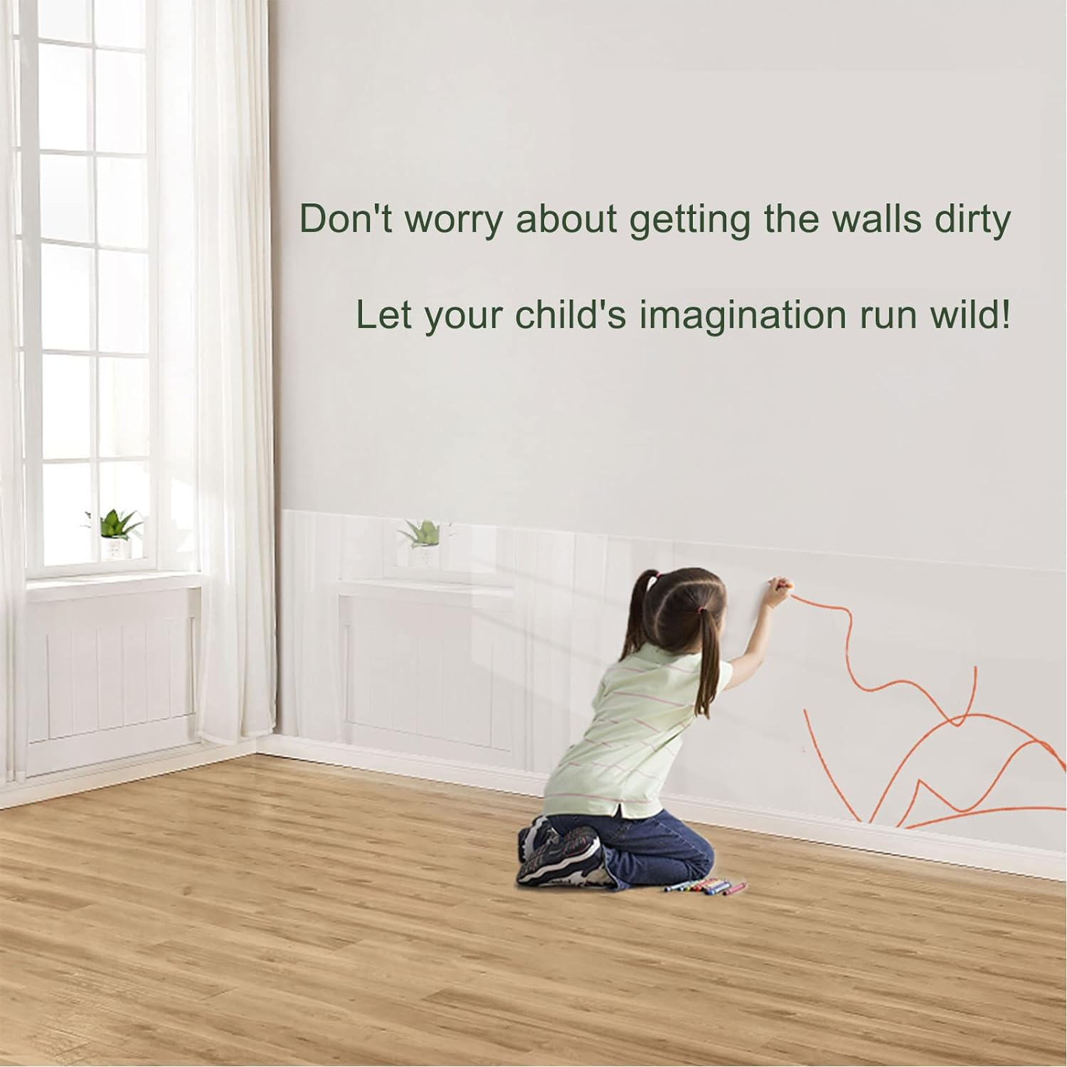 Snkxu Clear Wall Protector Contact Paper Electrostatic Adsorption Removable Kids to Write Board Dry Erase Kitchen Waterproof Backsplash Heat Resistant Transparent Sticker Wallpaper (15.7X78.7 Inches)&hellip; image number 1