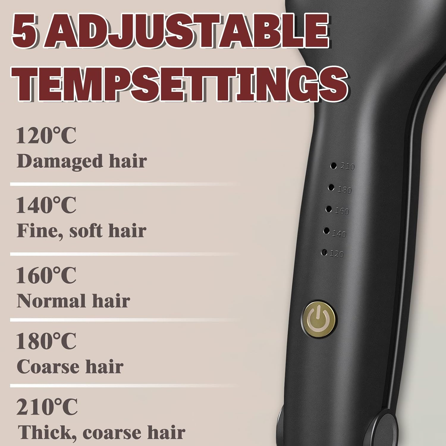 Curling Iron Hair Waver, 10Mm Five-Barrel Ceramic Curling Iron, Suitable for Beach Waves, Ion Hair Care, Dual Voltage, 5 Adjustable Temperatures, with Lock, Timed Shutdown to Protect the Hair Curler, (Black) image number 1