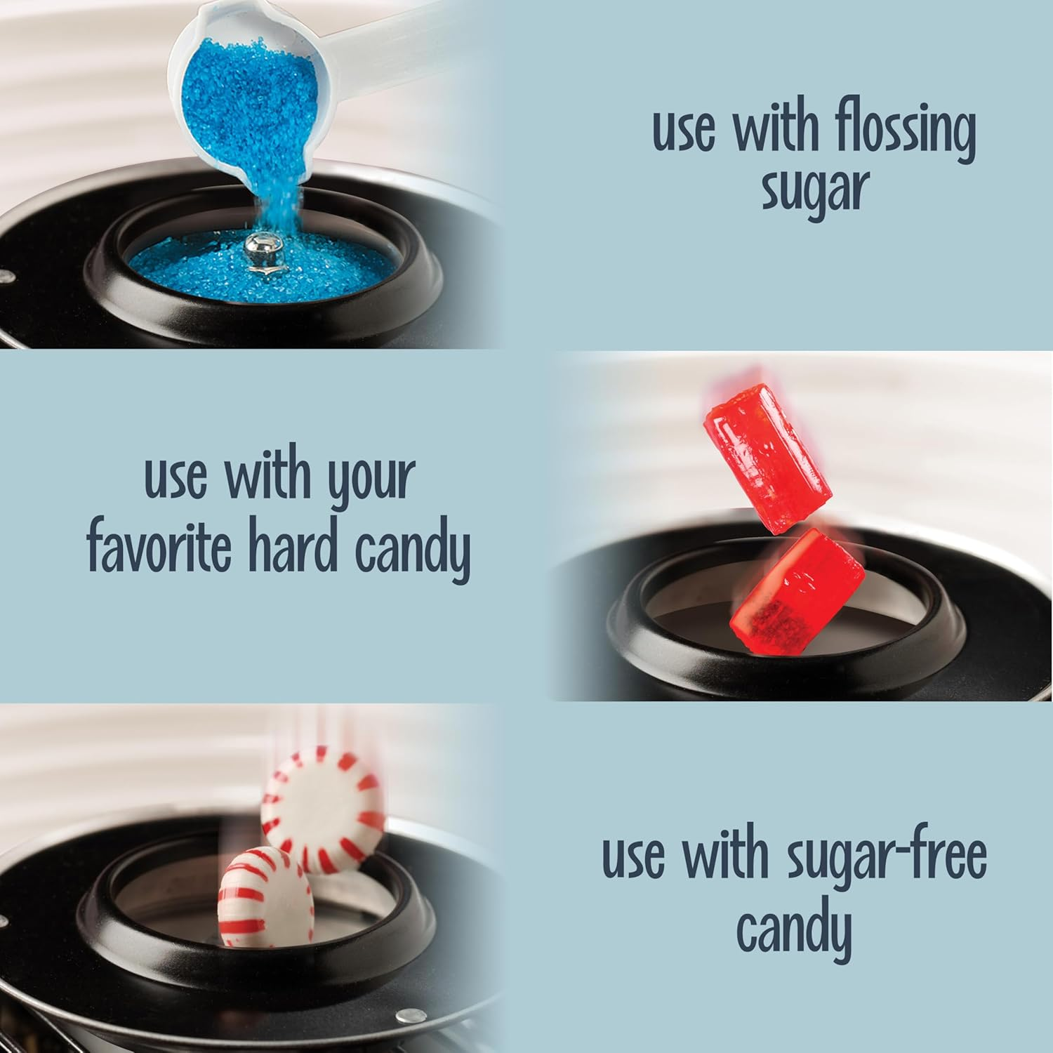 Nostalgia PCM205AQ Hard & Sugar-Free Cotton Candy Maker, Aqua image number 4