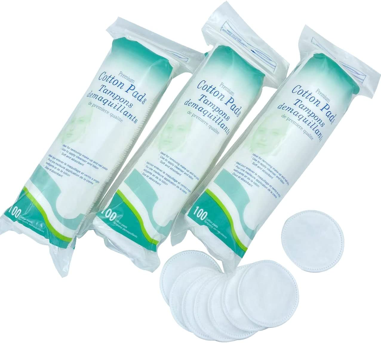 Pure Cotton Cotton Pad Absorbent and Textured Cotton Pads Are Makeup Remover Pads, Hypoallergeniclint Free,100% Cotton,(300 Count)