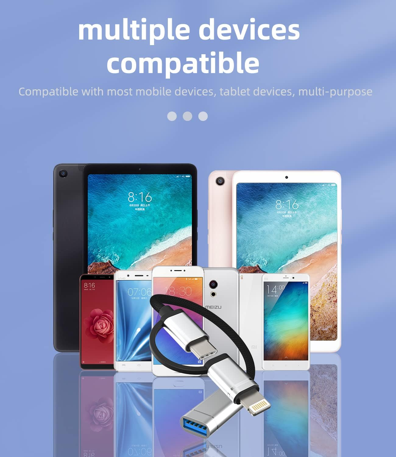 USB to Lightning Adapter OTG Cable USB-A Female Type C Male 3.0 Converter Thunderbolt Port Cord for Apple for Iphone15 Pro Max for Ipad 10 Air4/5 Mini6 Pro 12.9 Macbook Compatible image number 5