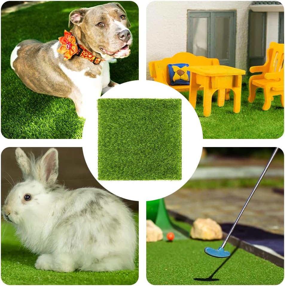 4-Piece Versatile Fake Grass Mat, Decorative Green Rug, Realistic Artificial Forge Turf, Durable & Uv-Resistant for Balcony, Garden & Crafts