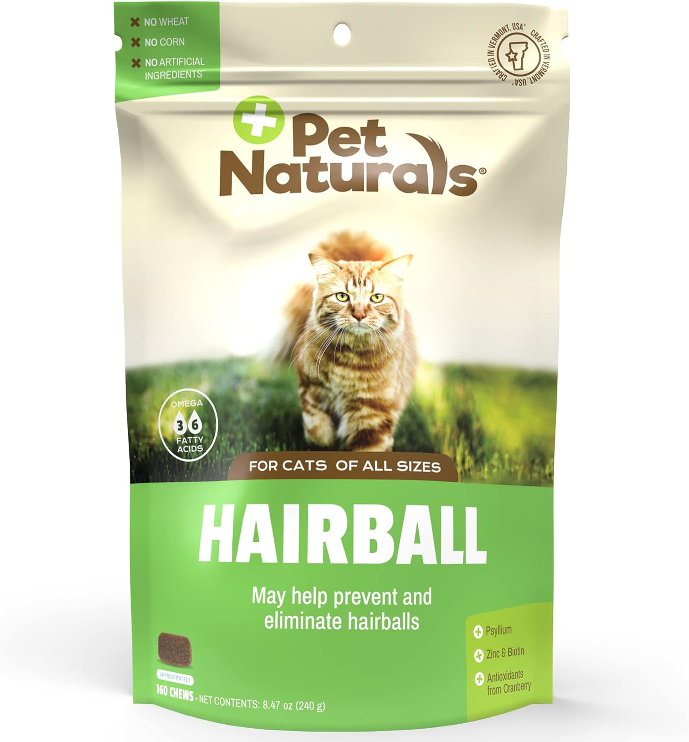 Pet Naturals of Vermont - Hairball, Daily Digestive, Skin and Coat Support for Cats, 160 Bite-Sized Chews image number 4