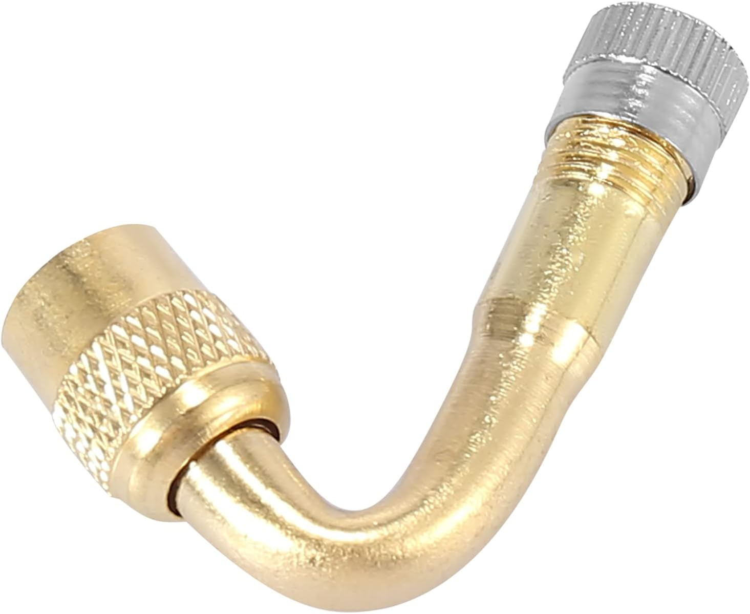 X AUTOHAUX 4Pcs Metal 45 Degree Valve Stem Vacuum Tyre Valve Stem Extension Extenders Adapter for Car Motorcycle Gold Tone Metal image number 6