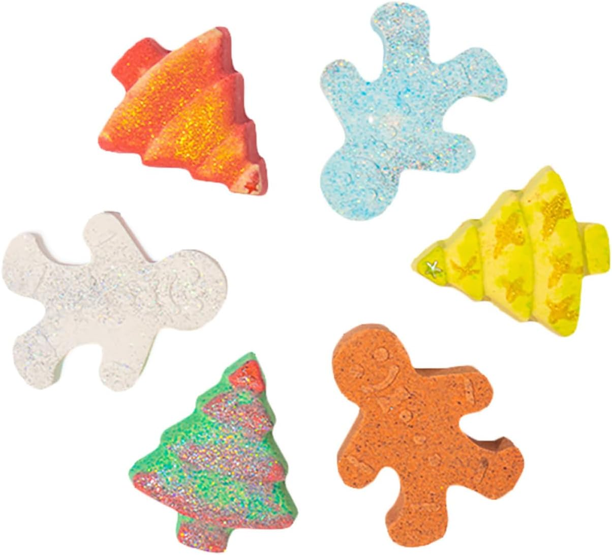 NULYLU 6Pcs Gingerbread Man Christmas Bathing Essential Oil Bubble Bath Friendly Moisturizing Bath Salt Present for Family Relaxation image number 4