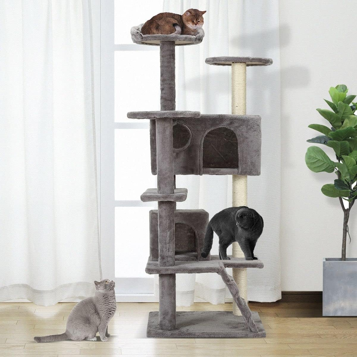 130Cm Cat Scratching Post Cat Tree Tower Home Exercise Gym Climbing Tree Play House Medium image number 5