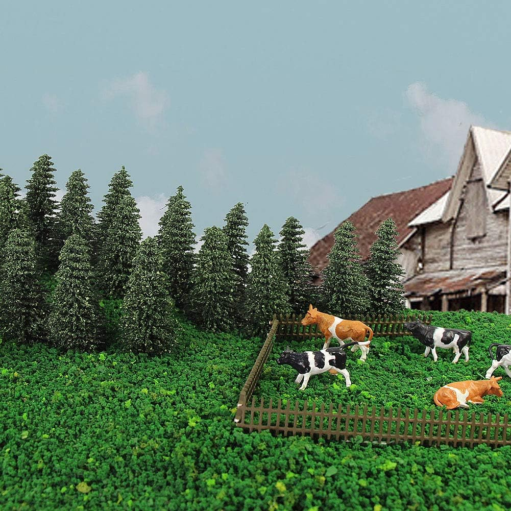 50PCS Dark Green Pine Model Cedar Trees 52Mm for Model Railroad Scenery Landscape Layout HO N Scale New S0805 image number 3