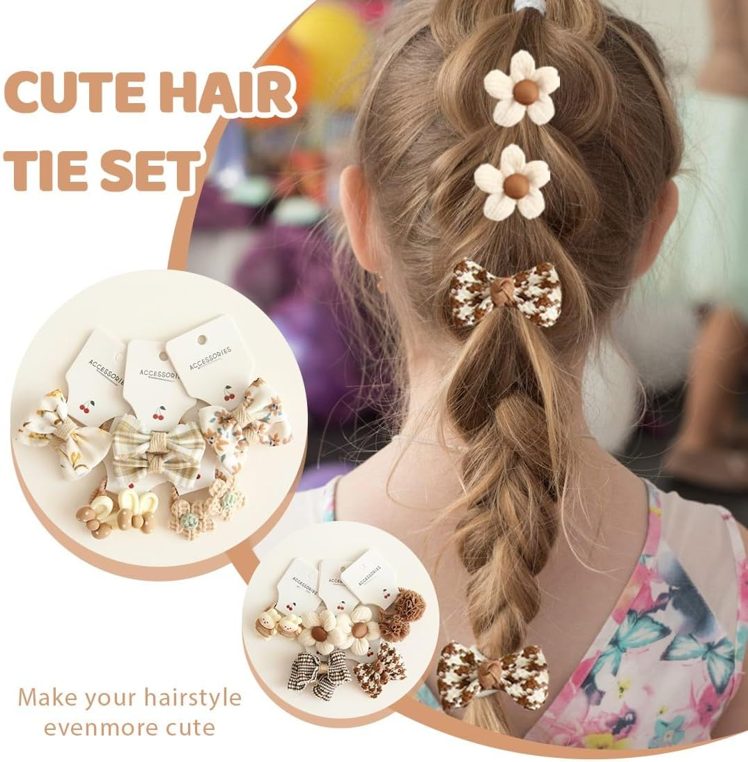 JYNXOR Pack of 20 Cute Baby Hair Bobbles, Colourful, Elastic Hair Band, Girls, Flower Hair Accessories, Braid Elastics, Hair Bands, Ponytail Hair Accessories, for Small Children image number 3