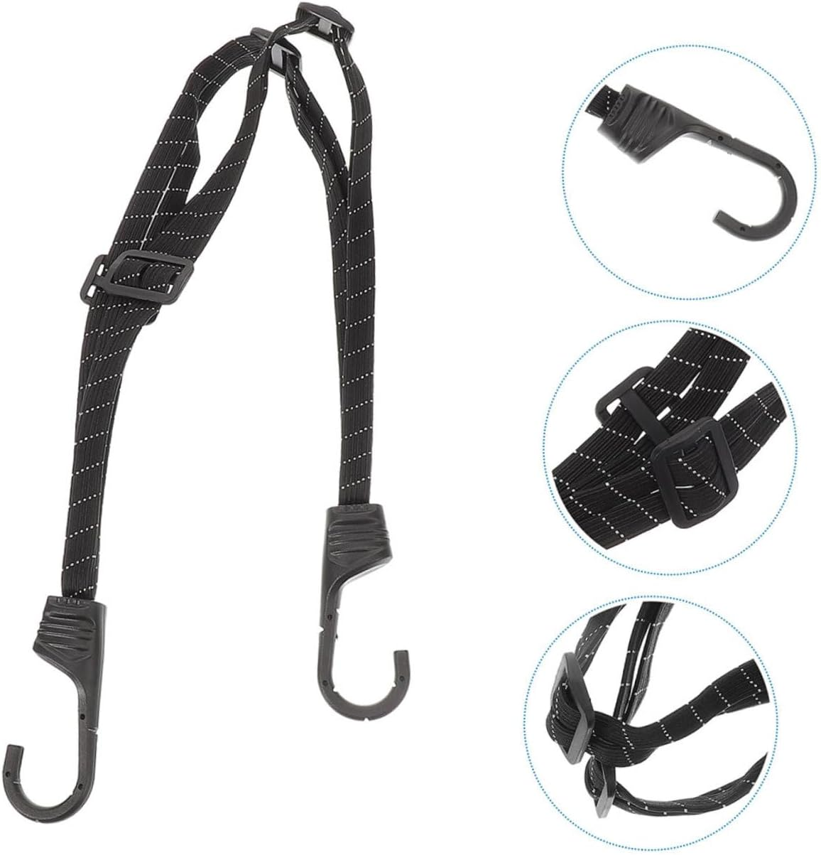 Amosfun 2Pcs Motorcycle Helmet Holder Elastic Bungee Straps with Reflective Rope, Luggage Fixed Strap for Cycling and Motorbike Accessories, Sturdy Tie-Downs for Outdoor Travel image number 6