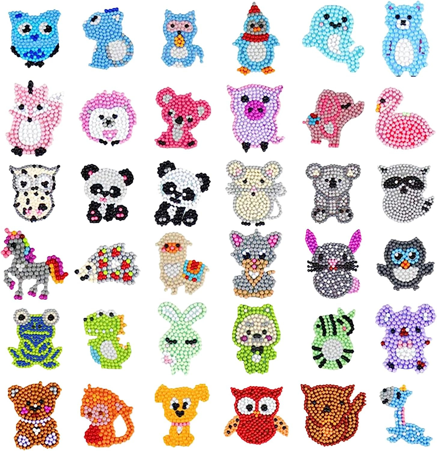 Diamond Art Stickers for Kids, 36Pcs 5D DIY Diamond Painting Kits, Animal Diamond Dot Stickers, Cute Gem Stickers for Crafts, Mosaic Sticker Art Kits for Kids Girls Boys image number 5