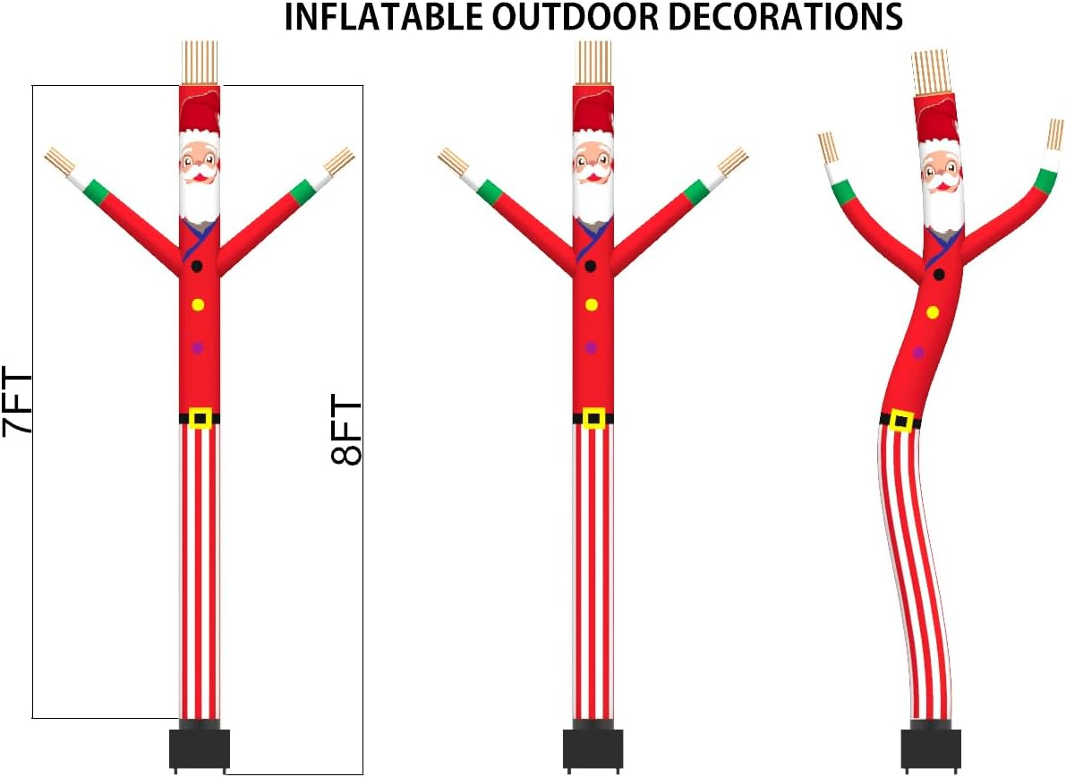 8FT Inflatable Air Waving Tube Dancer with Blower Set, Blow up Inflate Santa Clause for Christmas Decorations (Santa Claus) image number 2