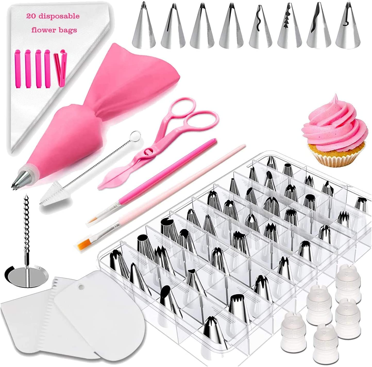 Jydirect 83 Pieces Cake Decorating Kits in a Box, Stainless Steel Icing Piping Nozzle Tip Set with 44 Icing Tips, Baking Frosting Tools Set for Cupcakes Cookies or Whipped Cream Clay for Making DIY at Home image number 6