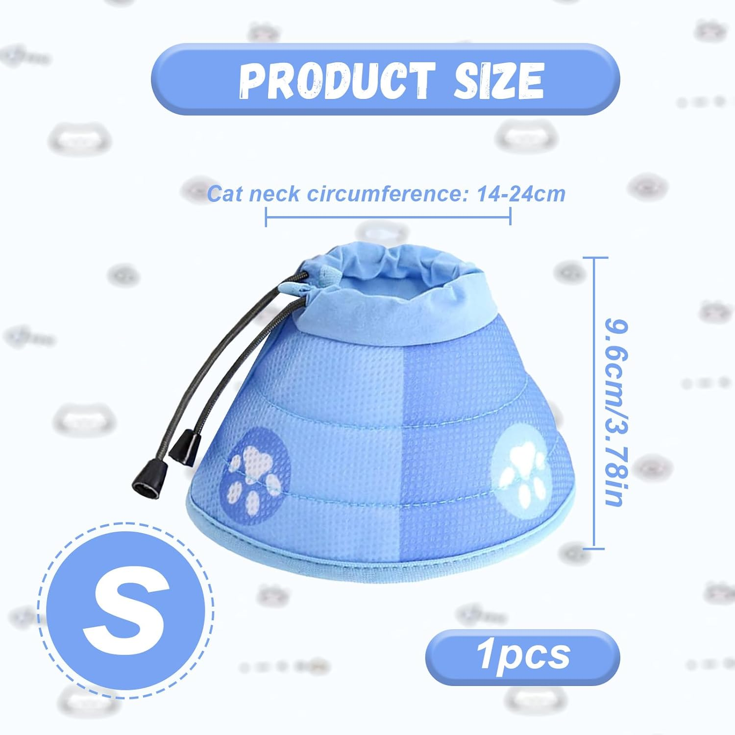 Adjustable Cat Collar, Cat, Collars for Cats, Collar for Cats, Soft Cat Collar, Cat Collar for Cats, Puppies, Prevents Licking Wounds (Blue, 14-24 Cm) image number 3