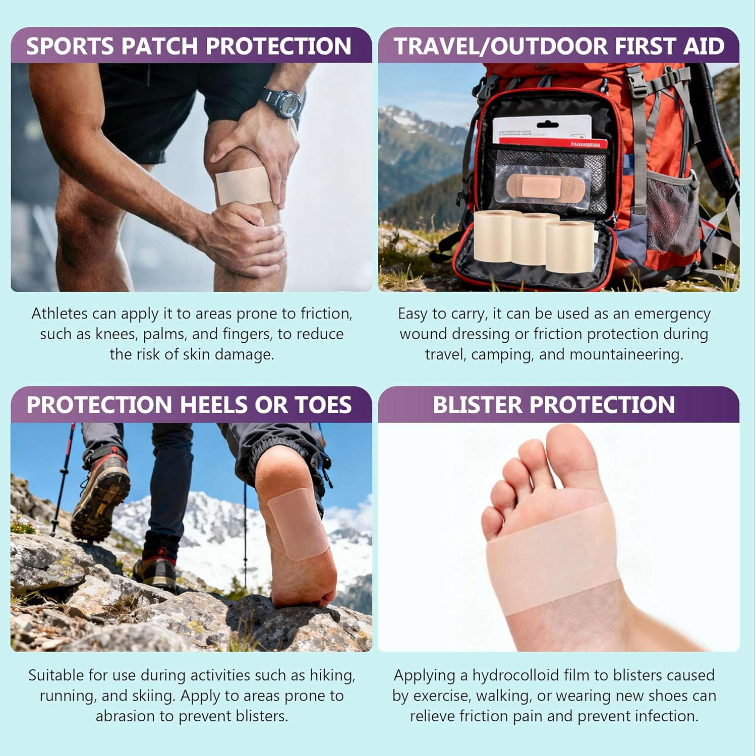 Medical-Grade Hydrocolloid Roll for Wound Care: 5Cm &times; 1.5M Hydrocolloid Bandages, Cut-To-Size Self-Adhesive Patch Dressing, Waterproof & Ultra Absorbent Tape for Burns, Blisters, Acne, First Aid Kit